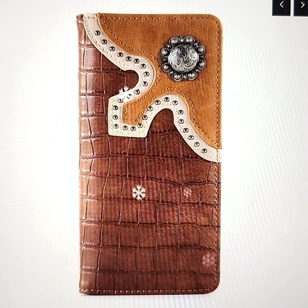 Croc 🐊 Print Montana West Long PU Leather Bifold Wallet
